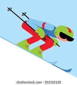 skier on mountain vector illustration