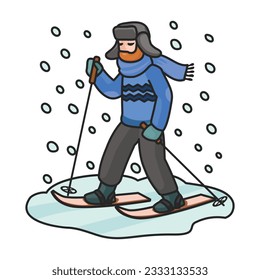 Skier on ski vector icon.Color vector icon isolated on white background skier on ski.