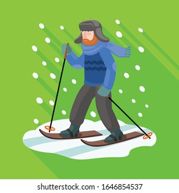 Skier on ski vector icon.Flat vector icon isolated on white background skier on ski.