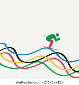 Skifahrer auf der Piste. Abstraktes Vektorbild.