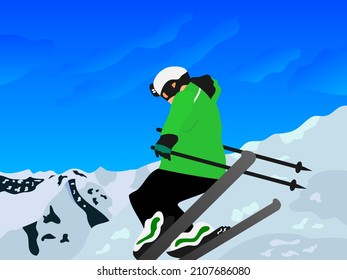 skier on the top of the mountain