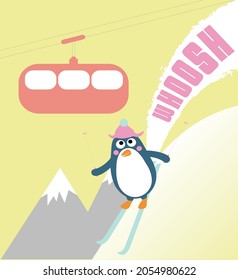 
skier penguin vector graphic pattern.