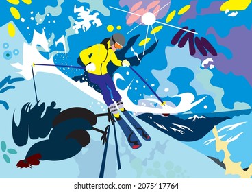 Skier rolls down the mountain.
