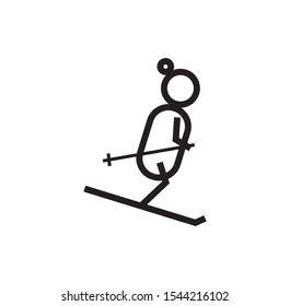 skier shaped simple icon vector