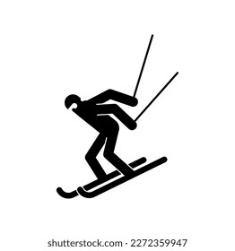 Skier sign symbol. Skiing icon. Vector illustration