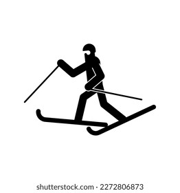 Skier sign symbol. Skiing icon. Vector illustration
