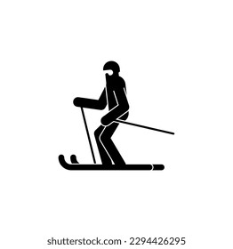 Skier sign symbol. Skiing icon. Vector illustration