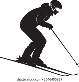 Skier silhouette on ski lift winter sports vector illustration