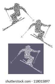 "skier silhouette of snowflakes 1"