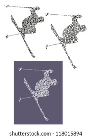 "skier silhouette of snowflakes 4"