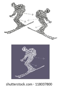 "skier silhouette of snowflakes 9"