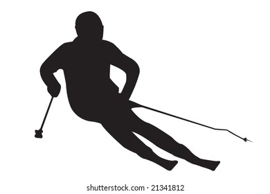 Skier. Silhouette. Vector