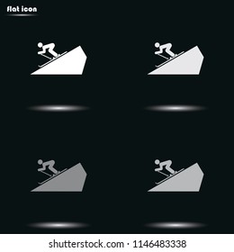 Skier simple flat grayscale vector icon. Slope illustration.