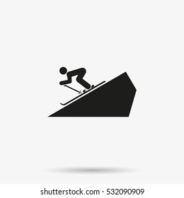 Skier simple flat icon. Slope illustration.