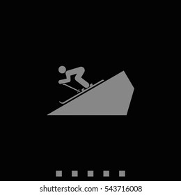 Skier simple flat icon. Slope illustration.