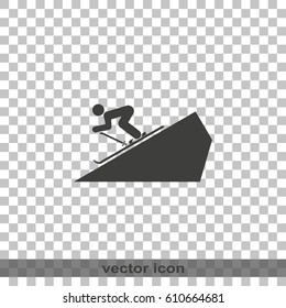 Skier simple flat icon. Slope illustration.