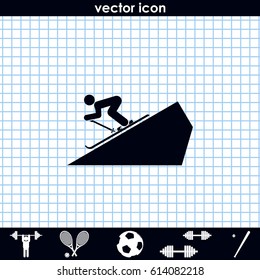 Skier simple flat icon. Slope illustration.
