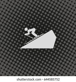 Skier simple flat icon. Slope illustration.