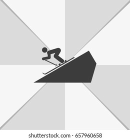 Skier Simple Flat Icon. Slope Illustration.