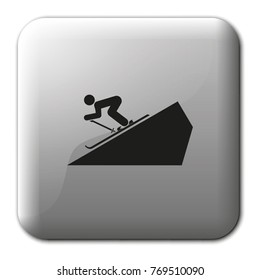 Skier simple flat vector icon. Slope illustration.
