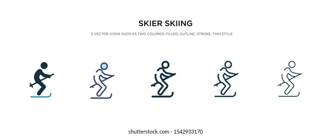skier skiing icon in different style vector illustration. two color and black skier skiing vector icons designed in filled, outline, line and stroke style can be used for web, mobile, ui