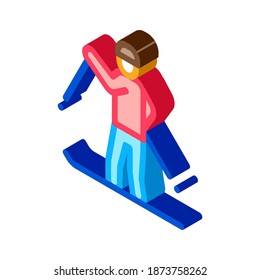 vector de icono de esquí. señal de esquí isométrico. ilustración de símbolo aislado de color