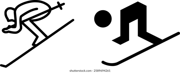 Skier, Skiing Icon, Winter Sports, Alpine Skier, Downhill, Snow Activities, Ski Icon, Nordic Skiing, Snowboarder, Winter Recreation, Slope, Ski Gear, Ski Equipment, Sports Pictogram, Ski Race