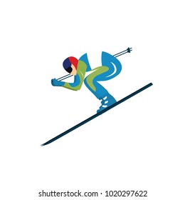 Skier. Sportsman. Vector illustration. Isolated.