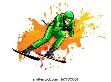 Skier vector flat icon vector illustration design