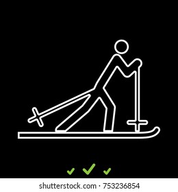 Skier white icon .