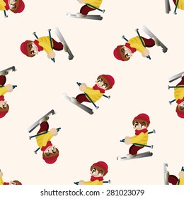 Skiers , cartoon seamless pattern background
