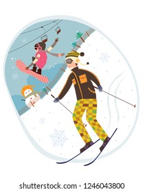 Skiers and snowboarders on the slopes