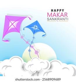 As the skies fill with vibrant kites, soaring high and free, the festive spirit reaches new heights! Our vector illustration captures the essence of Makar Sankranti's colorful celebrations.