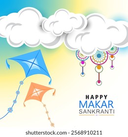 As the skies fill with vibrant kites, soaring high and free, the festive spirit reaches new heights! Our vector illustration captures the essence of Makar Sankranti's colorful celebrations