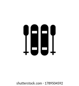 Skies icon in black flat glyph, filled style isolated on white background