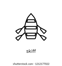 skiff icon. Trendy modern flat linear vector skiff icon on white background from thin line Nautical collection, editable outline stroke vector illustration