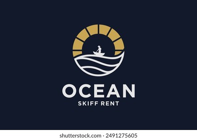 skiff rental logo design premium vector