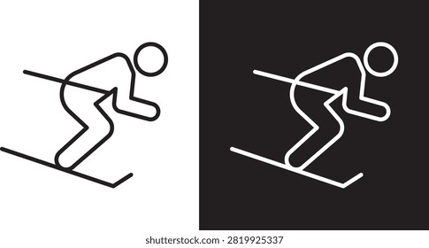 Skii icon design in filled and outlined style..
