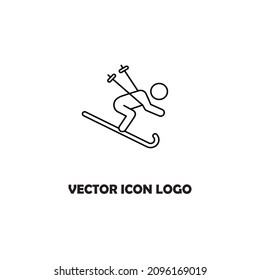 logotipo del icono del vector de patinaje sobre hielo