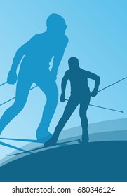 Skiing athlete competition vector abstract background concept