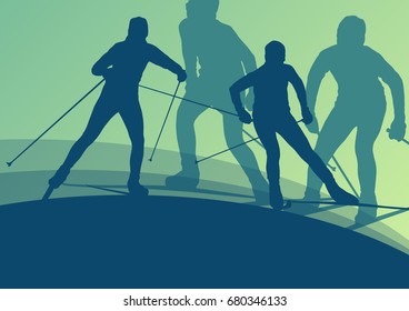 Skiing athlete competition vector abstract background concept