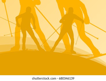 Skiing athlete competition vector abstract background concept
