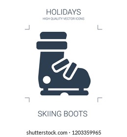 skiing boots icon. high quality filled skiing boots icon on white background. from holidays collection flat trendy vector skiing boots symbol. use for web and mobile