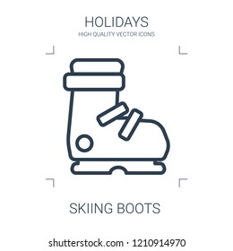 skiing boots icon. high quality line skiing boots icon on white background. from holidays collection flat trendy vector skiing boots symbol. use for web and mobile