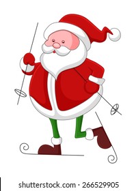 Skiing Cartoon Santa