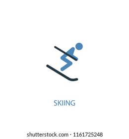 Skiing concept 2 colored icon. Simple blue element illustration. Skiing concept symbol design from Sport set. Can be used for web and mobile UI/UX