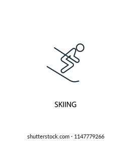 Skiing concept line icon. Simple element illustration. Skiing concept outline symbol design from Sport set. Can be used for web and mobile UI/UX