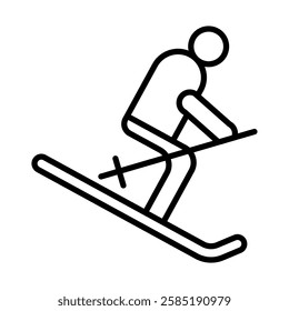 Skiing Downhill Vector Line Icon Design
