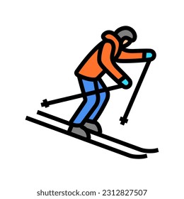 skiing downhill winter season color icon vector. skiing downhill winter season sign. isolated symbol illustration