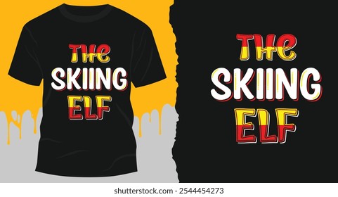 the skiing elf christmas t shirt season design 